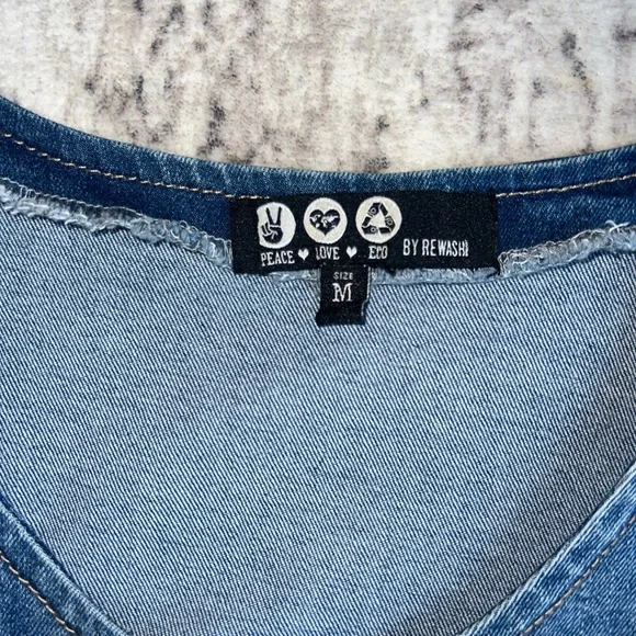 NWOT! Rewash Blue Denim Zip Front BodyCon TankTop Jean Dress with Belt Medium - Picture 4 of 7